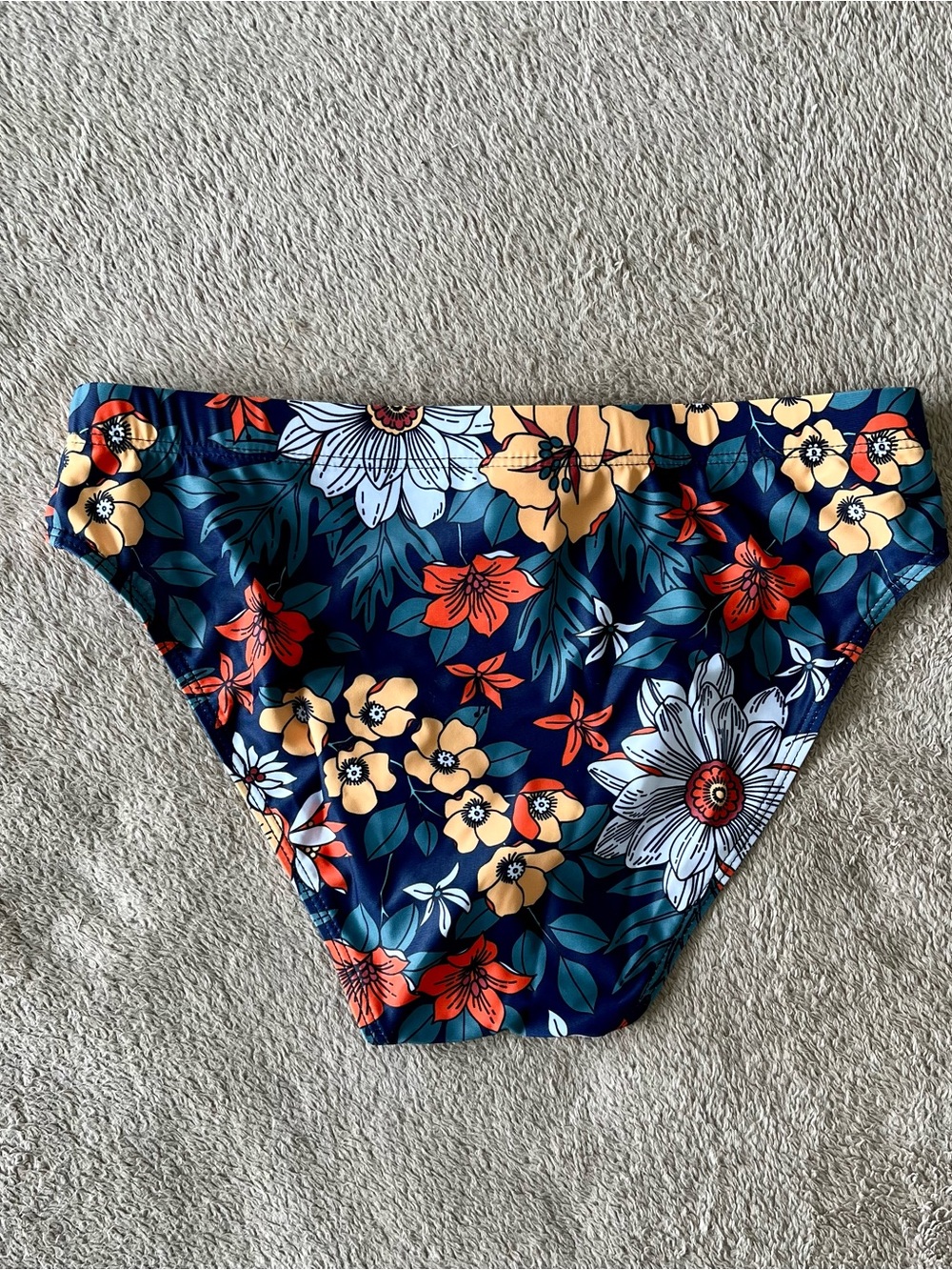 Navy Floral Men's Swim Briefs, Small, front lined, drawstring, new - Picture 5 of 5